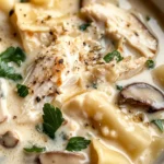 Roasted Garlic White Chicken Lasagna Soup