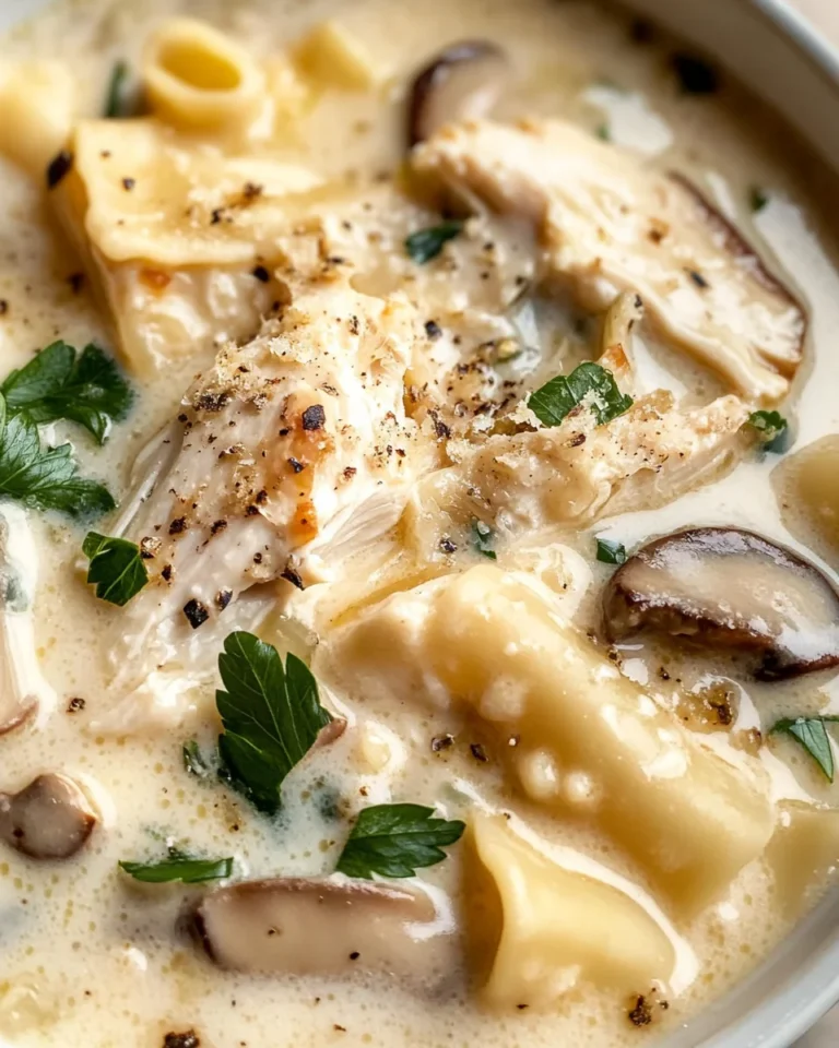 Roasted Garlic White Chicken Lasagna Soup
