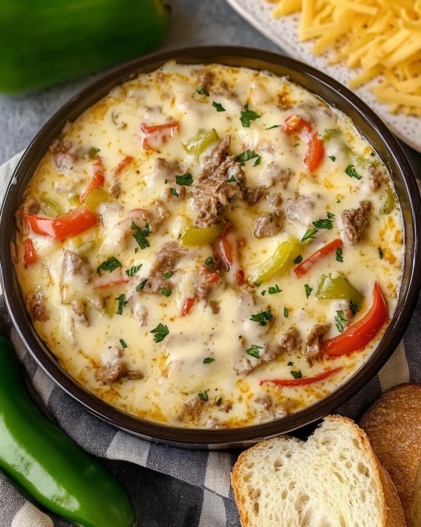 Slow Cooker Philly Cheesesteak Dip