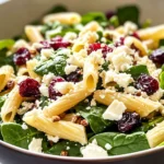 Spinach Pasta Salad with Feta and Cranberries