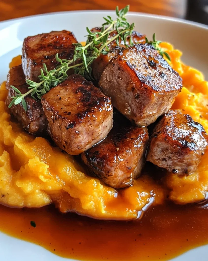 Apple Cider Pork with Mashed Sweet Potatoes
