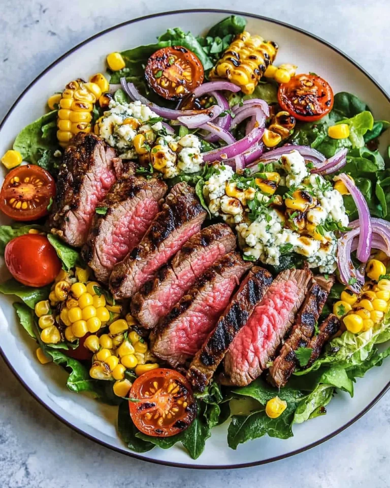 Balsamic Steak Gorgonzola Salad with Grilled Corn