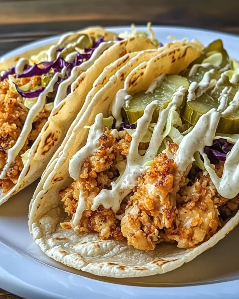 Dill Pickle Ranch Smash Chicken Tacos with Crispy Cheese Lace