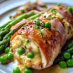Fontina & Prosciutto Stuffed Chicken with Spring Vegetables