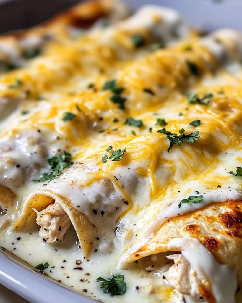 High Protein Chicken Enchiladas With White Sauce