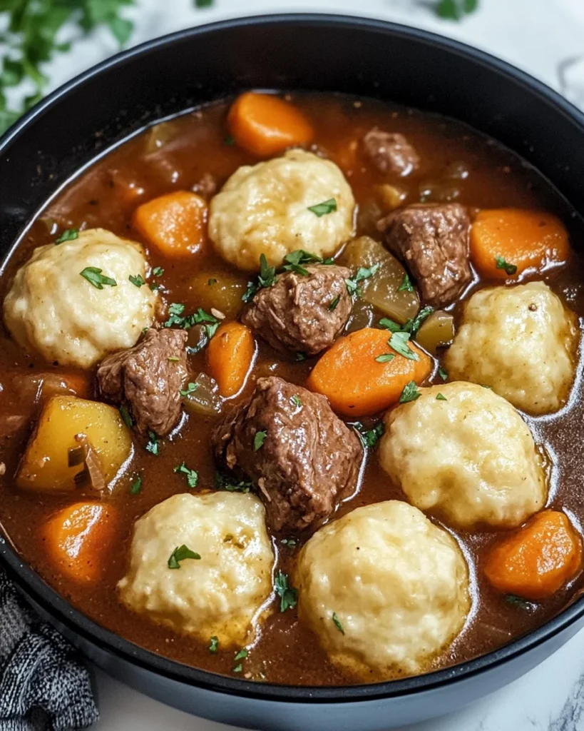 Tasty Beef Stew and Dumplings