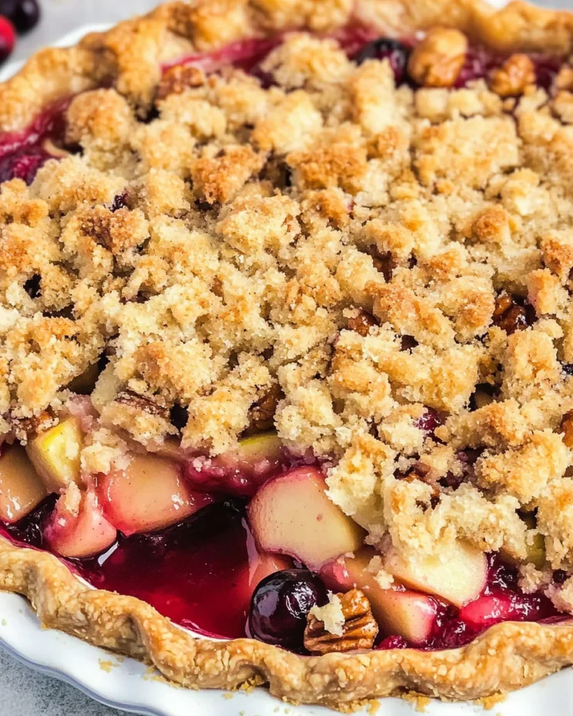 Apple Cranberry Pie With Walnuts and Crumb Topping
