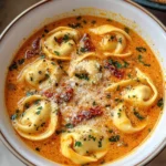 Cheesy Tomato Tortellini Soup
