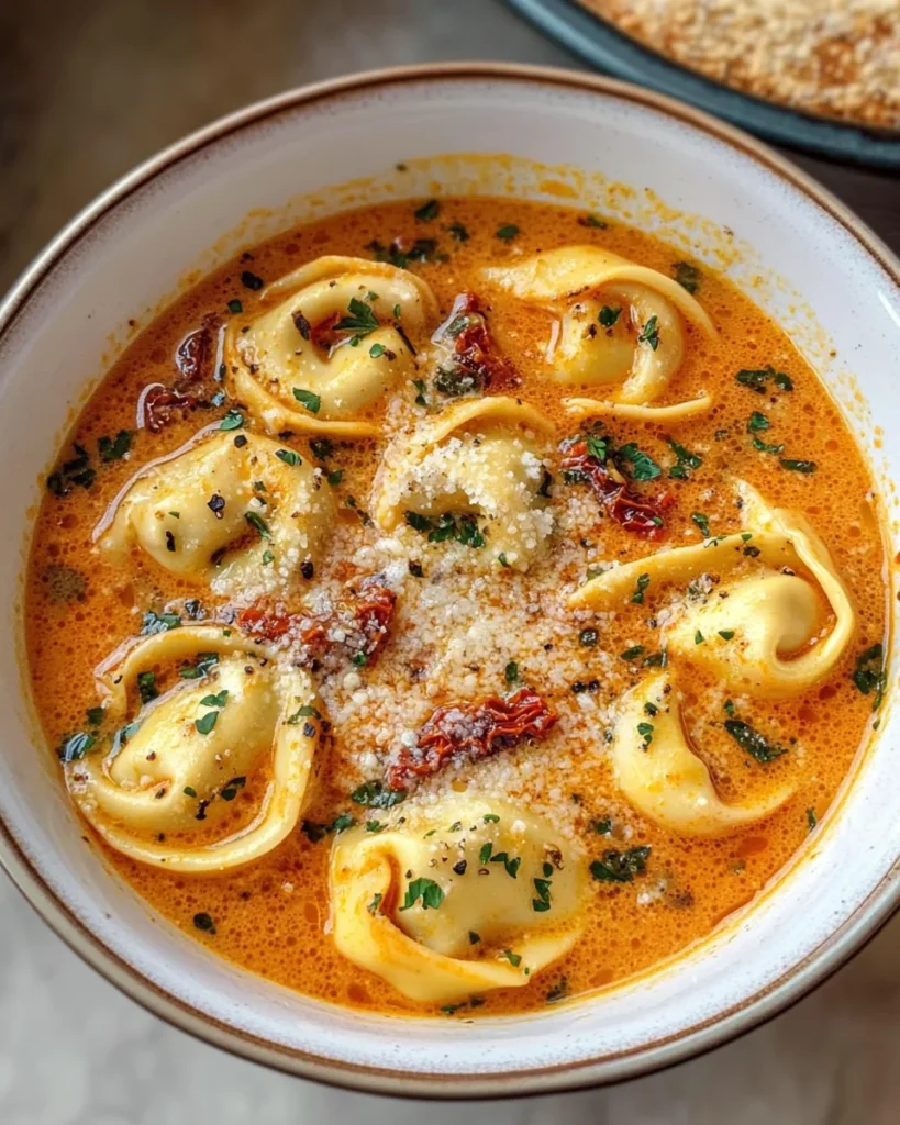 Cheesy Tomato Tortellini Soup