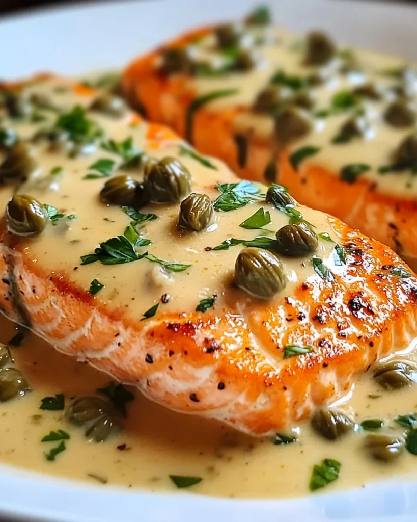 Creamy Salmon Piccata with Lemon and Capers