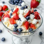 Easy Red White and Blue Cheesecake Salad