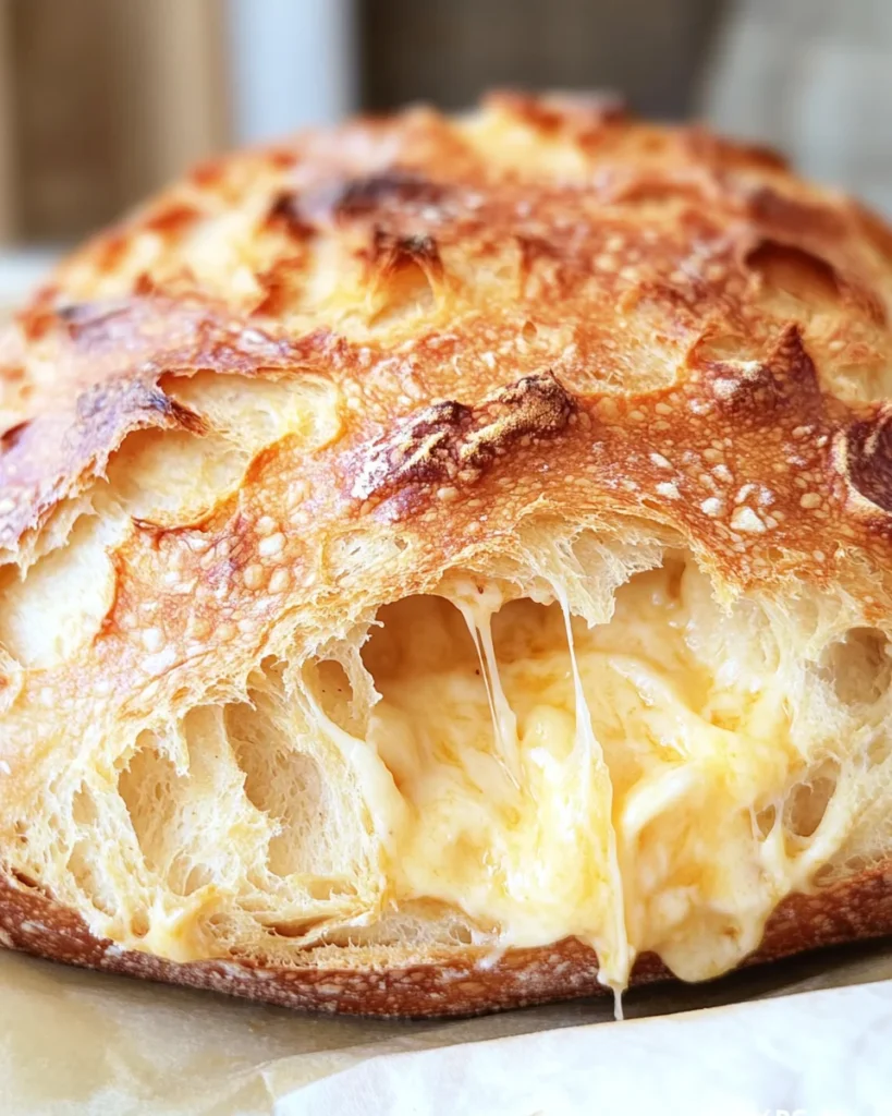 No Knead Cheddar Bread in the Dutch Oven