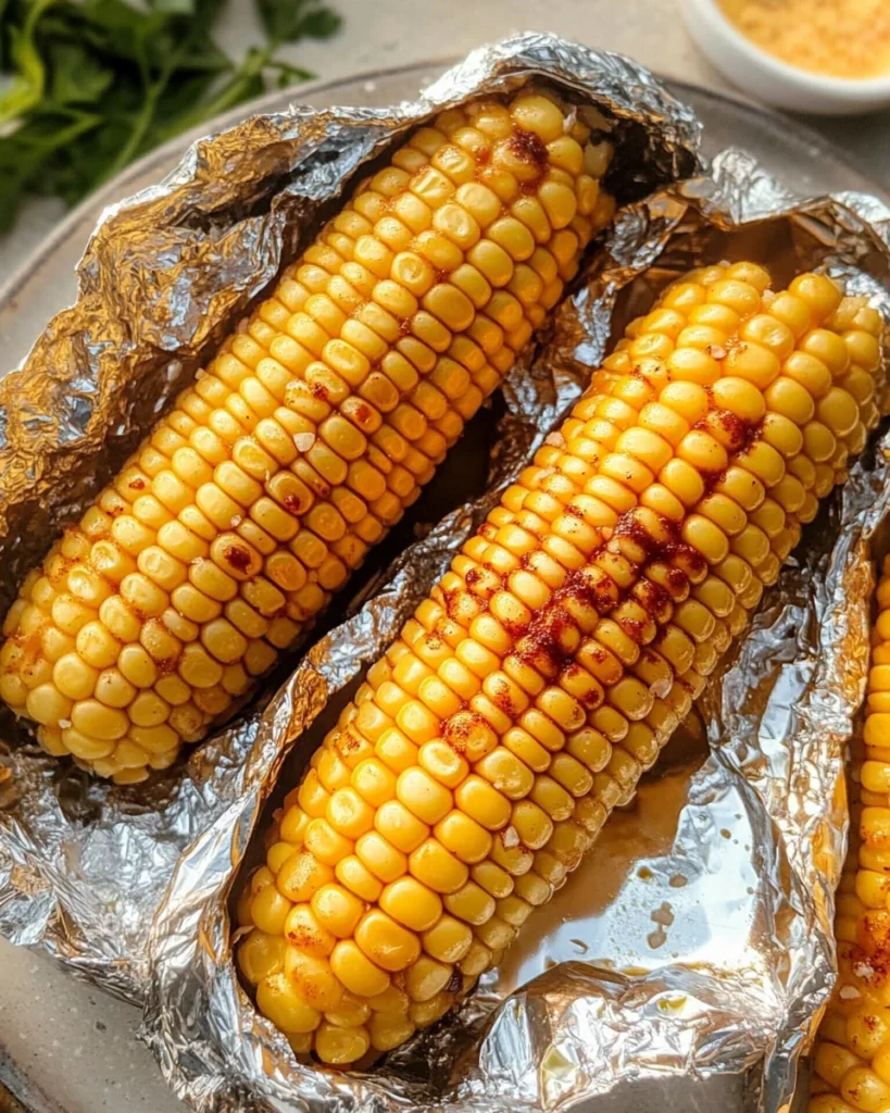Oven-Roasted Corn in Foil with Garlic Butter