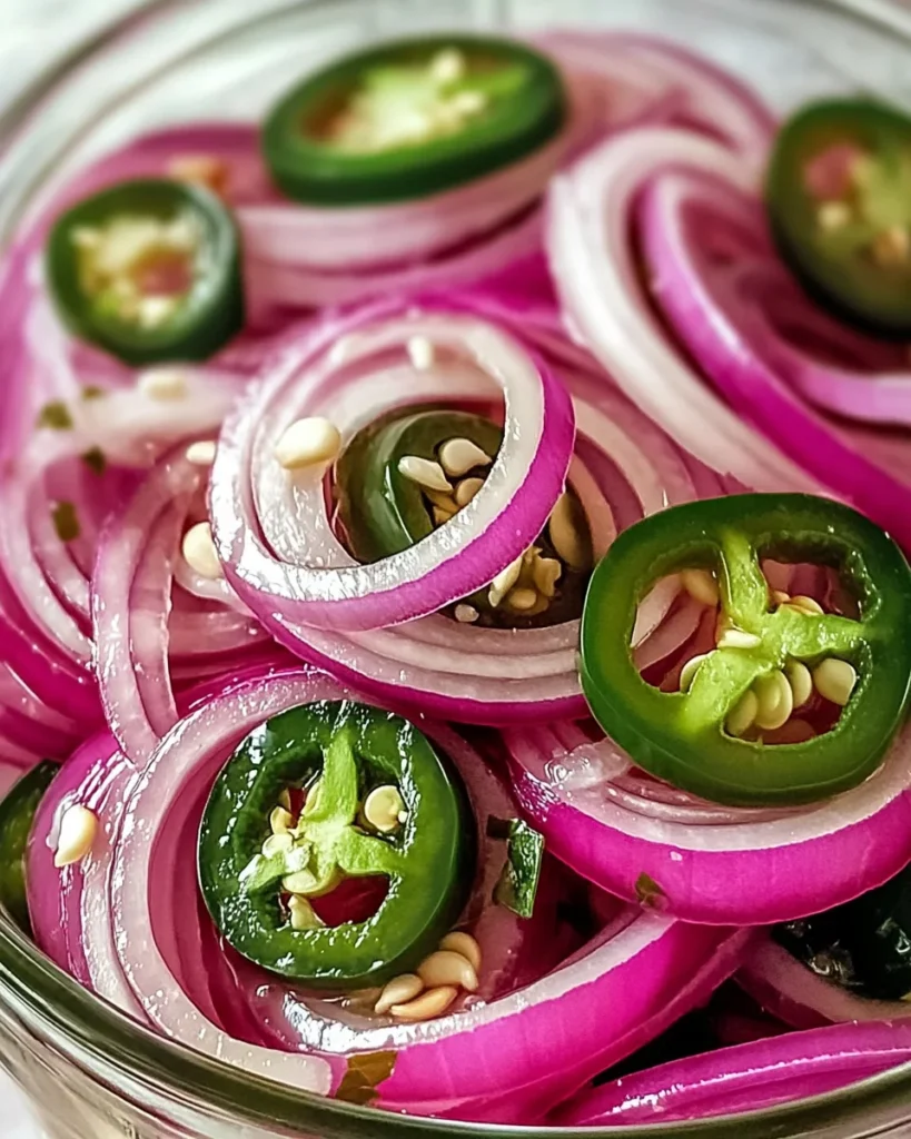Quick Pickled Red Onions and Jalapenos