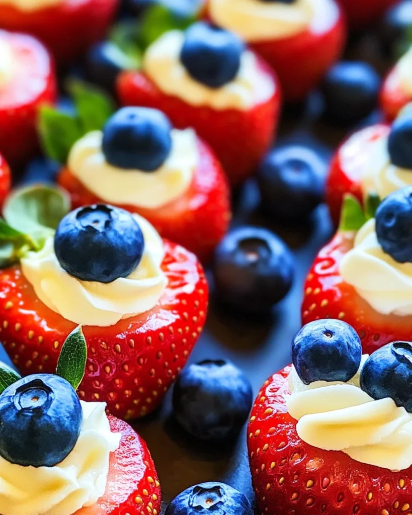 Red, White, and Blue Cheesecake Strawberries