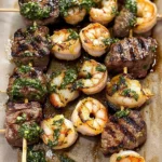 Surf and Turf Kabobs with Chimichurri Sauce