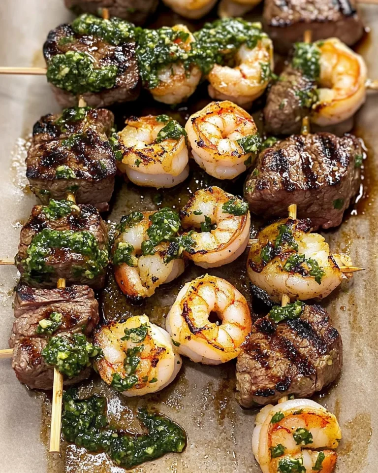 Surf and Turf Kabobs with Chimichurri Sauce